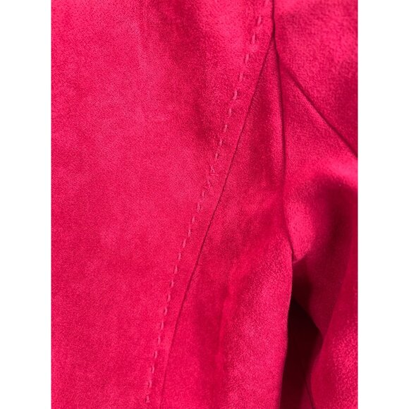 Studio Works Red Faux Suede Button Up Lined Blazer Suit Jacket Womens Size 8 - Picture 8 of 11